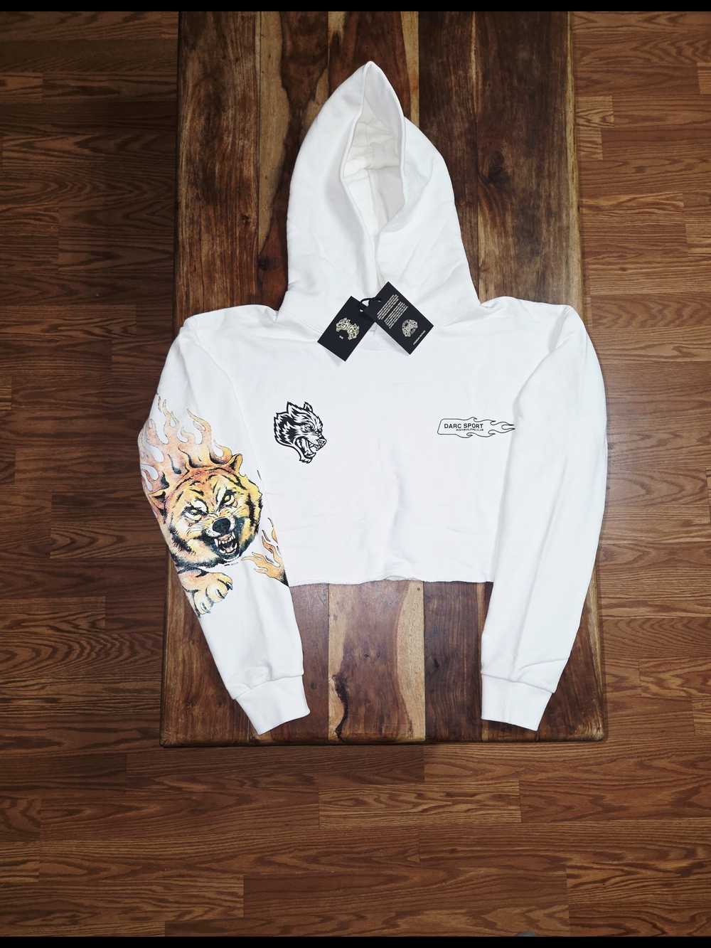 Darc Sport -SHE- Women's White Cropped Pullover Hoodie